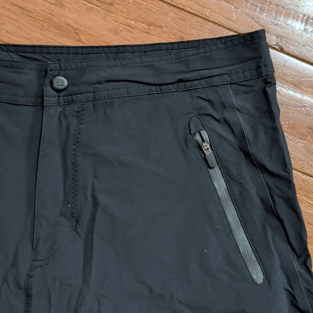 Mack Weldon 4 Way Stretch Black Athletic Performance Zip-Shorts